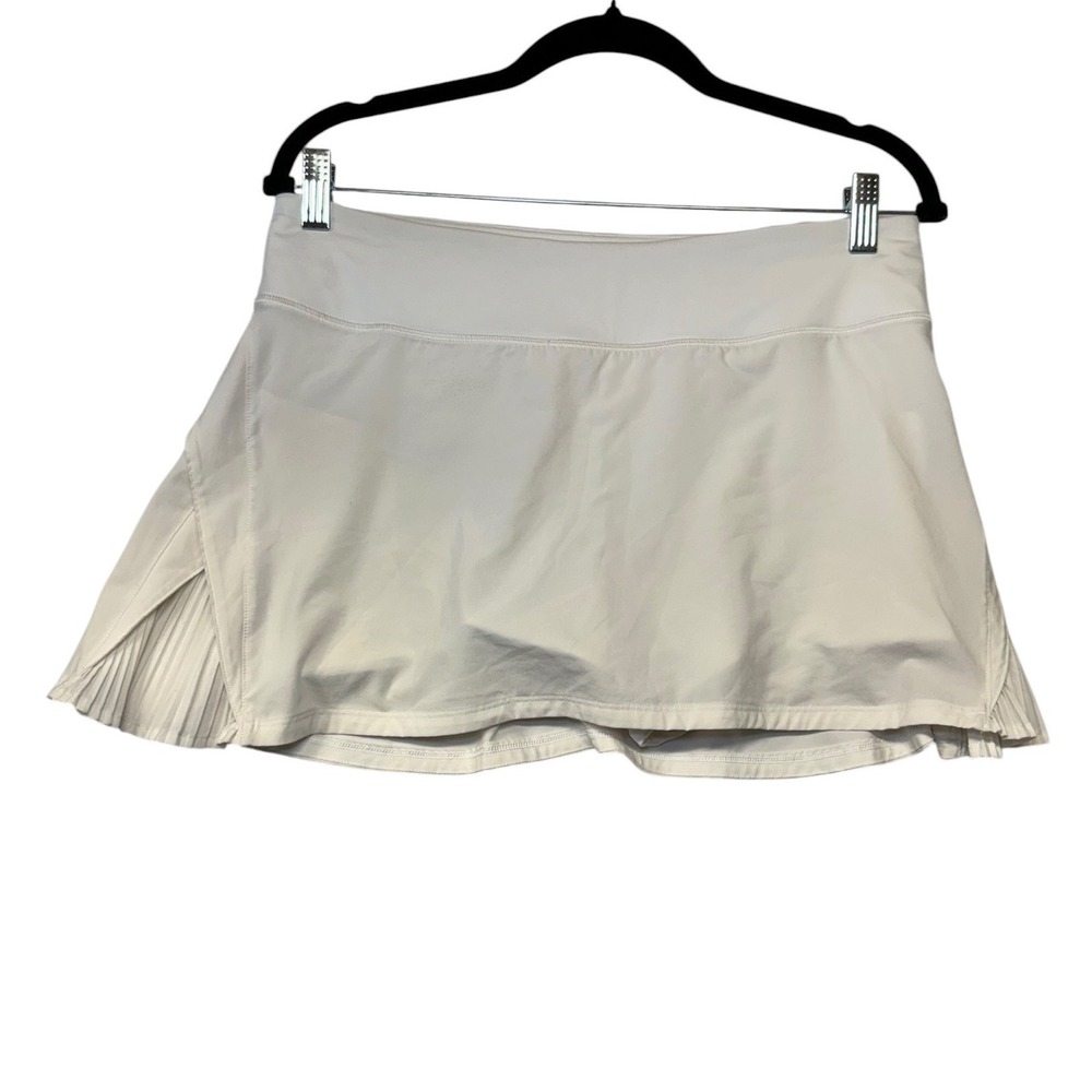 Lululemon Pace Rival Skirt Tall White Tennis Running Skort Sz 8 Pleated Back Zip